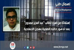 تدهور حالة المعتقل عبدالعزيز ممدوح بسجن الأبعادية.. وأسرته تستغيث