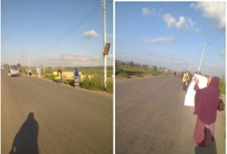 بالصور..سلسلة بشرية على طريق "دمياط - جمصة" رفضا للانقلاب