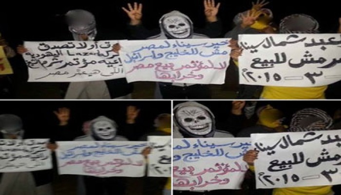 صور.. أحرار بئر العبد يرفضون بيع مصر بوقفة ليلية