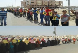 البصارطه تندد بجرائم عصابة العسكر في سلسلة بشرية