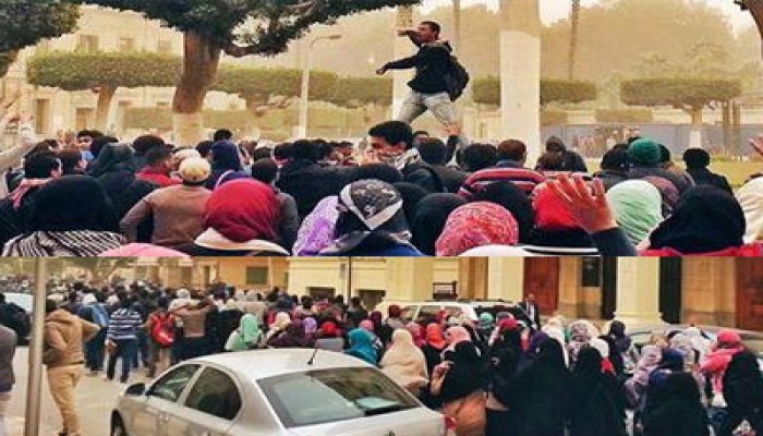 جامعة القاهرة تنتفض في الذكرى الرابعة لتنحي المخلوع