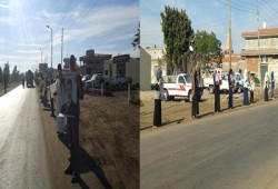 سلسلة بشرية على طريق المنصورة تطالب بالقصاص للشهداء