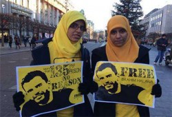 الاحتفال بيوم ميلاد المعتقل "حلاوة" أمام سفارة مصر بأيرلندا