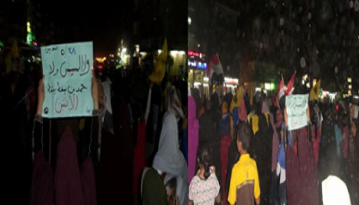 صور.. ثوار السويس يحرقون صور السفاح وعلمي أمريكا والصهاينة