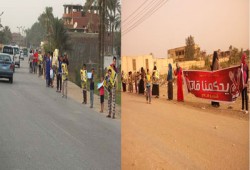 سلسلتان بشريتان بالفيوم احتجاجًا على تزييف "إرادة الشعب"