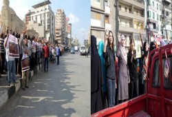 سلسلة بشرية تطالب بإسقاط الانقلاب الفاشي في سمنود بالغربية