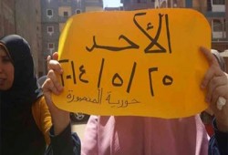 حرائر المنصورة يتظاهرن رفضًا لمهزلة رئاسة الدم والخيانة