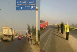 سلسلة بشرية على طريق "القاهرة- الإسكندرية الزراعي" ضد مهزلة الدم