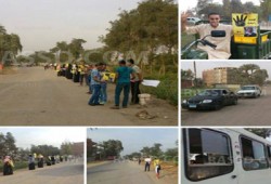 سلسلة بشرية بشبين القناطر تطالب بإسقاط الانقلاب الإرهابي