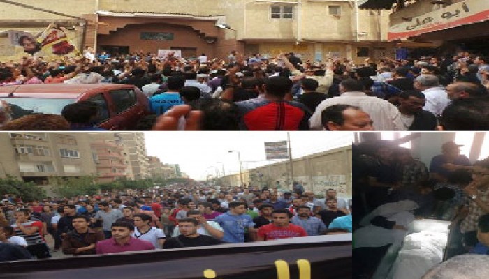 بالصور.. الآلاف يشيعون جنازة الشهيد محمد أيمن بحلوان