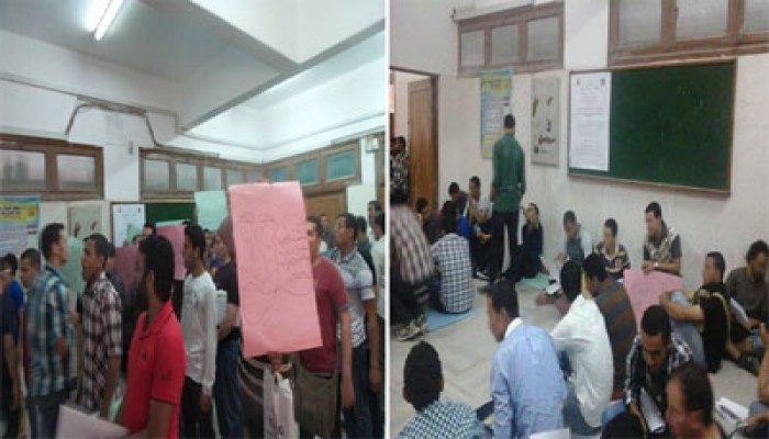 فيديو.. اعتصام لطلاب هندسة الزقازيق اعتراضًا على فصل طالبين منهم