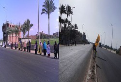 سلسلة بشرية لثوار البصارطة بدمياط تندد بالانقلاب العسكري