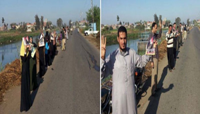 سلسلتان بشريتان بميت غمر وميت سلسيل تضامنًا مع المعتقلين