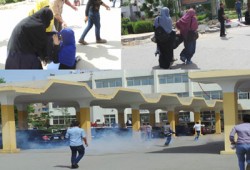 أمن الانقلاب يطلق الغاز والخرطوش على مسيرة طلاب جامعة الفيوم