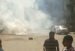 بالصور.. ميليشيات الانقلاب تعتدي بقنابل الغاز على متظاهري المطرية