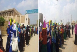 مسيرة بالطراطير لطالبات أزهر الزقازيق خارج أسوار الجامعة