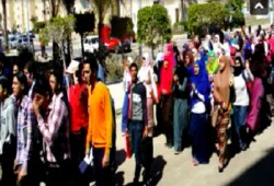 طلاب دمياط يشعلون الشارع بهتافات ضد الانقلاب