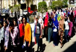 طلاب دمياط يشعلون الشارع بهتافات ضد الانقلاب