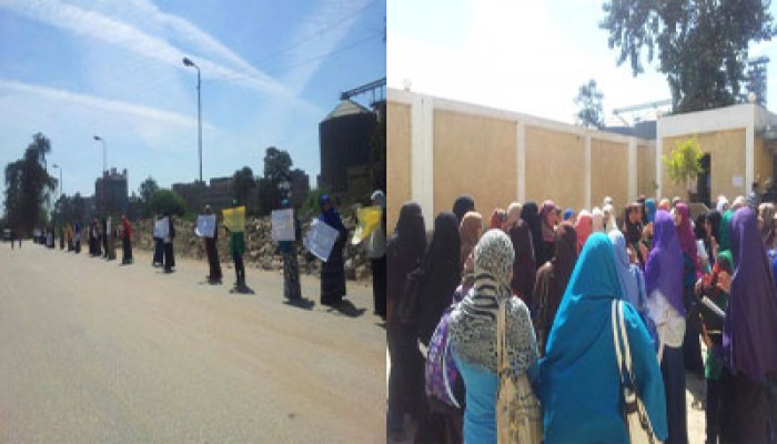 سلاسل ومسيرة لطالبات أزهر الزقازيق لرفض حكم العسكر