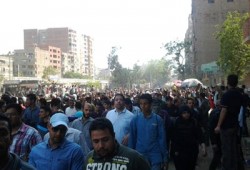 بالصور.. التحام مسيرتي المطرية وعزبة النخل