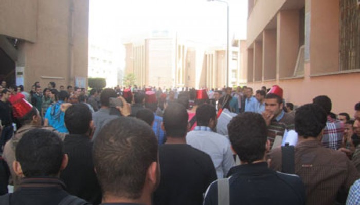 مسيرة حاشدة ووقفة بـ"الطرابيش" بجامعة المنوفية
