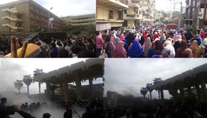 بالصور.. مسيرة حاشدة لطلاب جامعة المنصورة