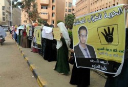 طلاب جامعة المنوفية يحرقون العلمين الأمريكي والصهيوني