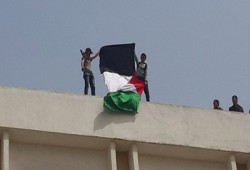 طلاب جامعة الأزهر يرفعون علم فلسطين تضامنًا مع غزة