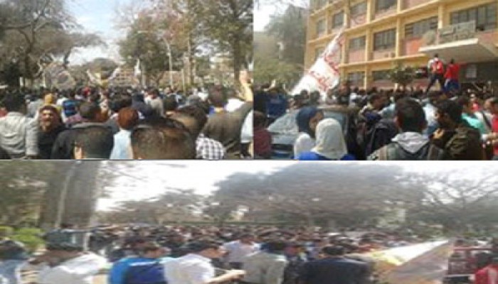 بالصور.. مسيرة طلاب عين شمس تجوب الجامعة