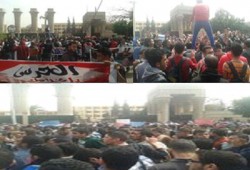 بالصور.. مظاهرات طﻻب عين شمس في ثاني أيام الدراسة