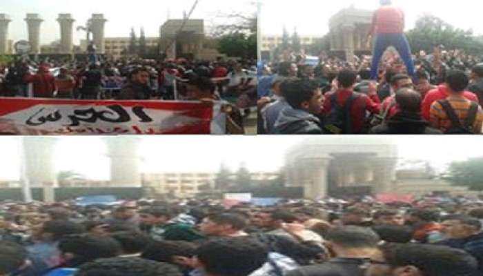 بالصور.. مظاهرات طﻻب عين شمس في ثاني أيام الدراسة