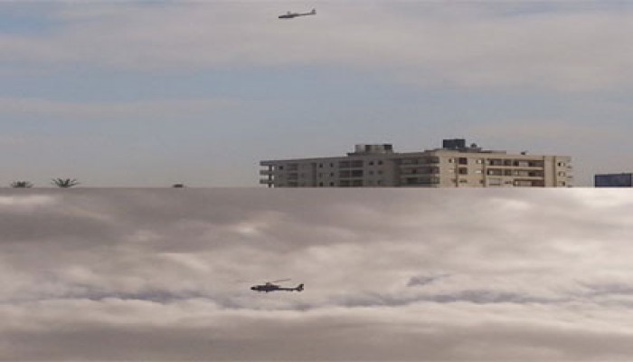 بالصور.. طيران الانقلاب يحلق في سماء جامعة الأزهر والمدن الجامعية