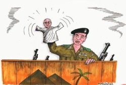 فنان ألماني يرسم "الطرطور" دمية في يد قائد الانقلاب