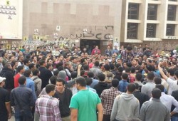 مظاهرات حاشدة بميدان رابعة جامعة المنصورة للتنديد بمجازر الانقلاب