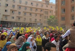 تظاهرات حاشدة لطلاب المنوفية ضد انقلاب العسكر