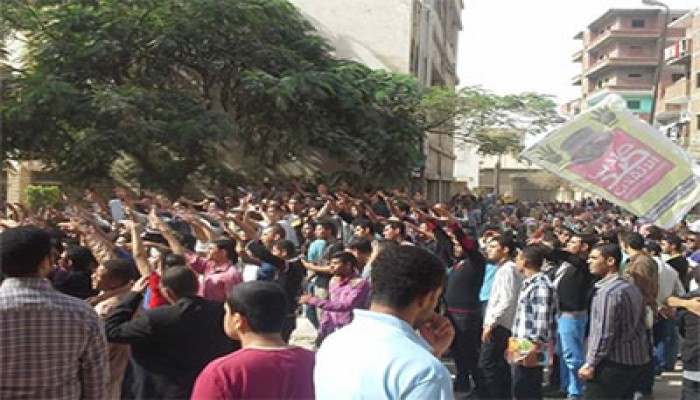 سلاسل بشرية لطلاب جامعة الزقازيق استكمالاً لفعاليات "وطن حر"