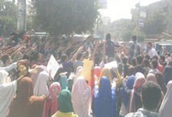 مسيرة حاشدة لطلاب المجمع النظري بجامعة المنوفية رفضًا للانقلاب