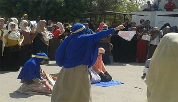 عرض مسرحي لطلاب جامعة السويس تنديدًا بمجازر الانقلاب