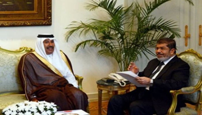 الرئيس مرسي يستقبل رئيس وزراء قطر