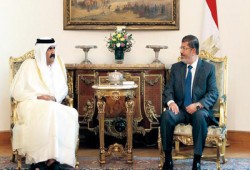 الرئيس مرسي يستقبل أمير قطر لمناقشة العدوان على غزة