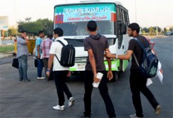 الحرية والعدالة بالشرقية يوفر أتوبيسات لنقل طلاب العاشر من رمضان لجامعاتهم
