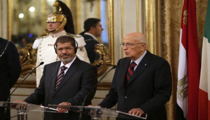 قمة مصرية إيطالية بين الرئيسين مرسي ونابوليتانو