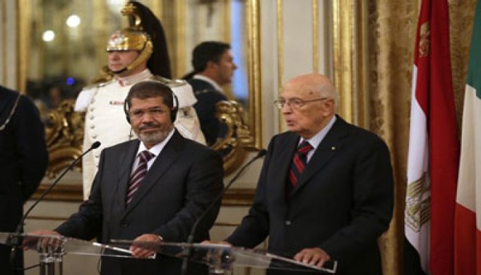 قمة مصرية إيطالية بين الرئيسين مرسي ونابوليتانو