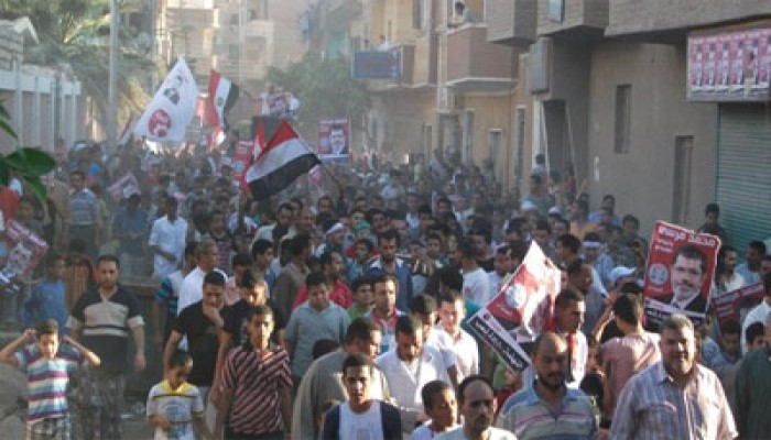 مسيرات حاشدة بالمنيا احتفالاً بفوز د. مرسي