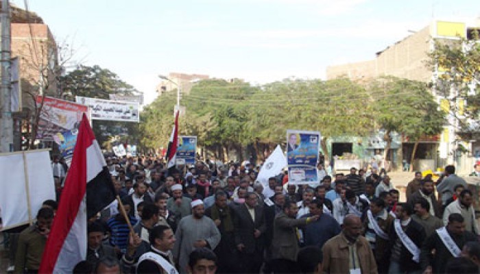 مسيرة حاشدة لمرشحي "الحرية والعدالة" بالمنيا
