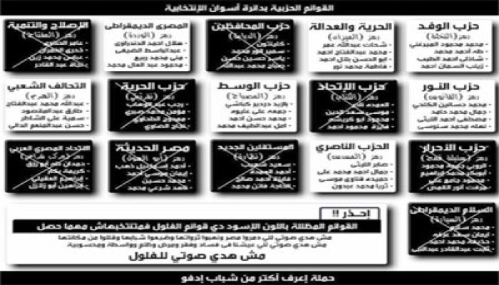 نشطاء أسوان يستكملون حملة مقاطعة الفلول