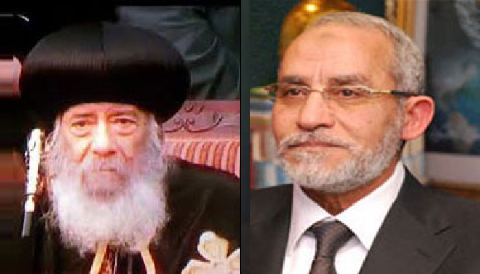 المرشد العام يهنئ البابا شنودة بالشفاء