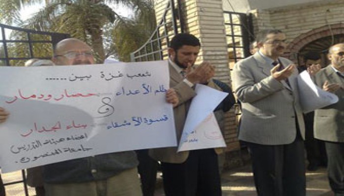 أساتذة المنصورة يحتجون على الجدار الفولاذي