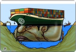 نشطاء و"كاريكاتير" يسخرون من غرق السيسي في قناة السويس