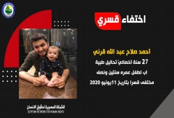 للشهر 13..  داخلية الانقلاب تواصل جريمة الإخفاء القسري بحق المعتقل أحمد صلاح